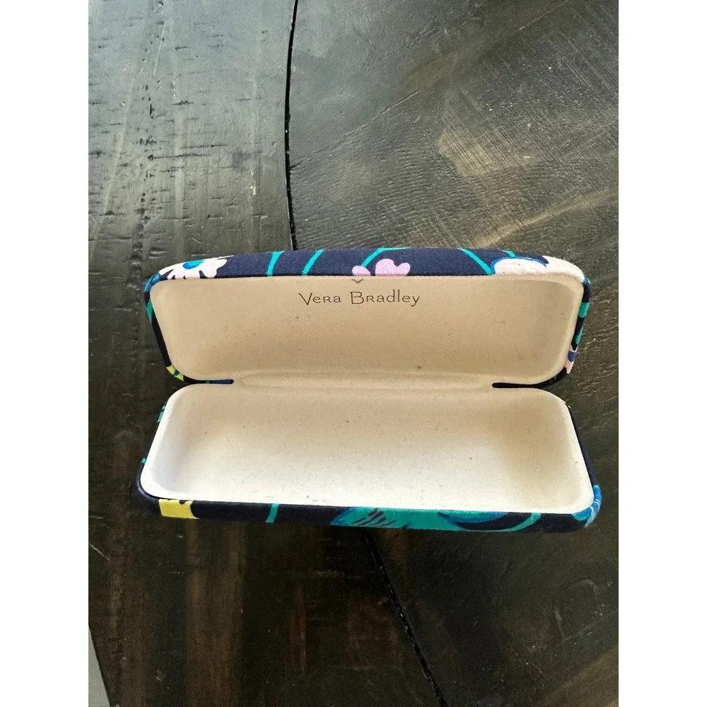 Vera Bradley Navy Blue Floral Hard Shell Eyeglass Case Clamshell Protection